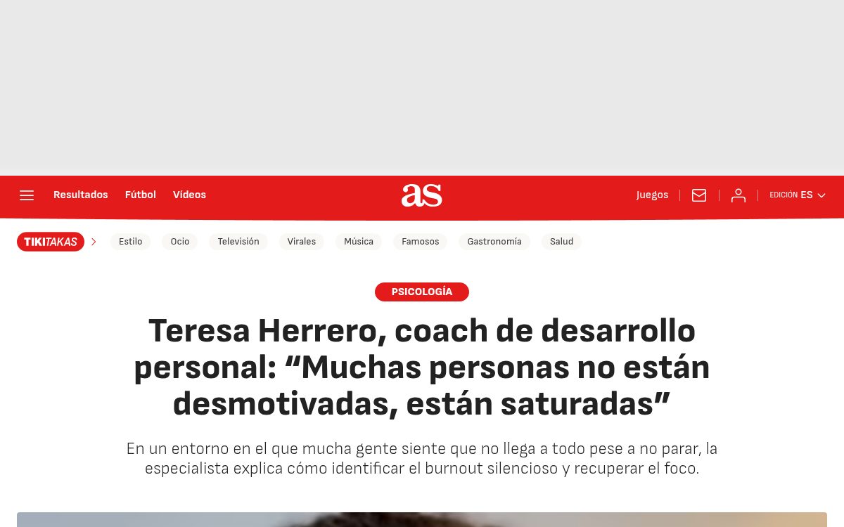 Entrevista a Teresa Herrero en AS
